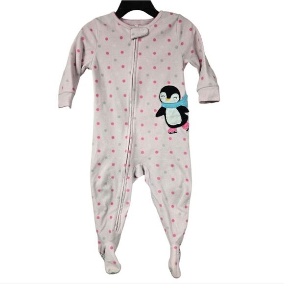 Carter's Baby Girl 12M Sleep & Play Skating Penguin Footie One-Piece Pajama PJs - Picture 7 of 8